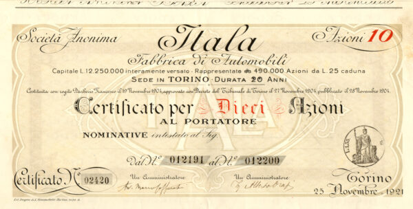 Itala - Fabbrica di Automobili
