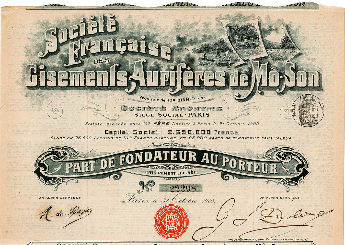 Société Française des Gisements Auriféres de Mo-Son –