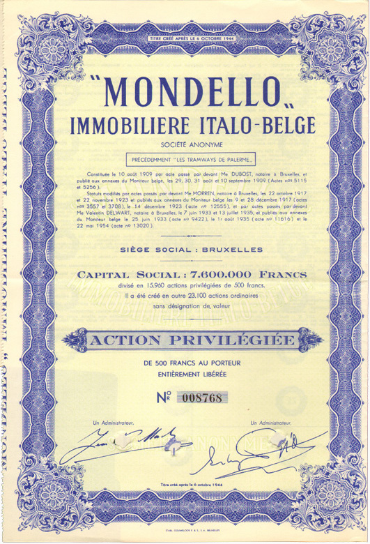 “Mondello” Immobilière Italo-Belge