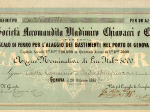 Società Accomandita Vladimiro Chiavacci e C.a per lo Scalo di Ferro per l'Alaggio dei Bastimenti nel Porto di Genova